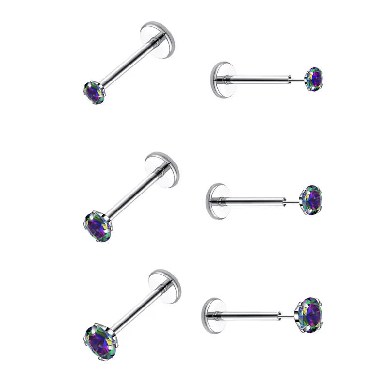 Body Jewelry Hypoallergenic - 20G Flat Back Threadless Earring Hypoallergenic