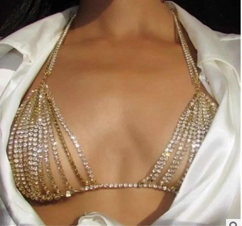 Body Jewelry Harness - Luxury Heart Crytal Bikini Body Chain
