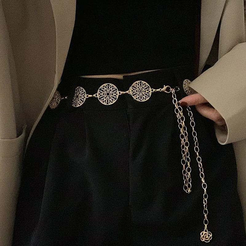 Body Jewelry Dress - Elegant Round Metal Belt For Women