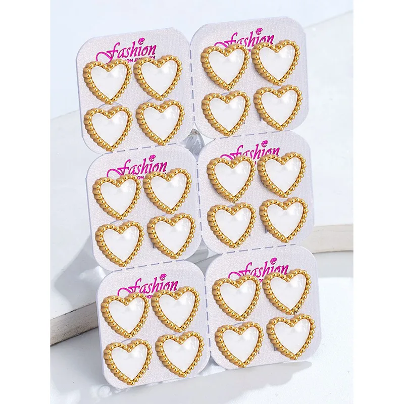 Body Jewelry Hypoallergenic - 12 Pairs Lot Heart Stud Earrings