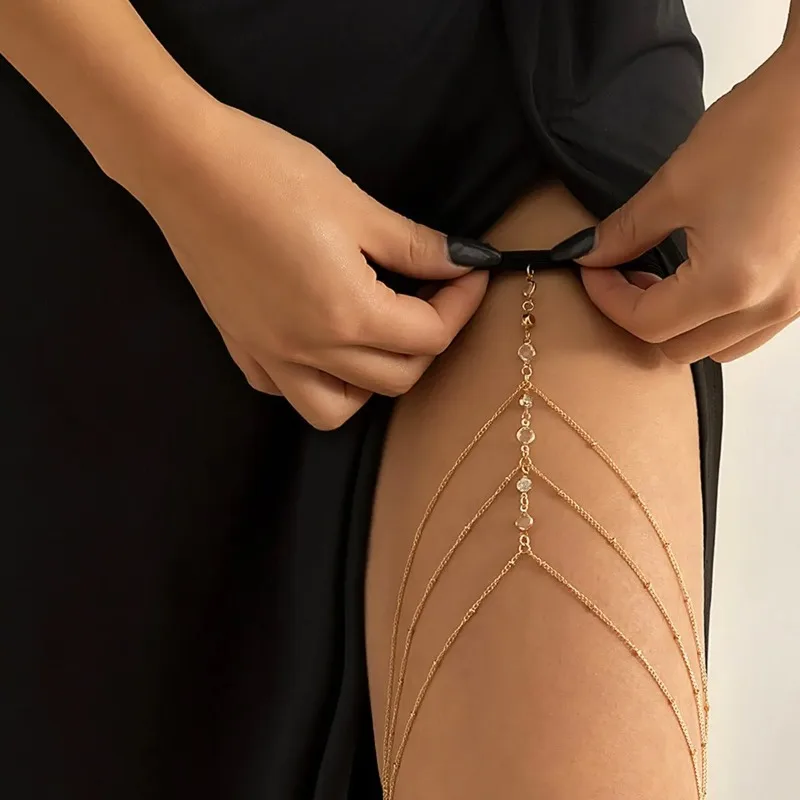 Body Jewelry Thigh Chain - Women Summer Sexy Tassel Multilayer Adjustable