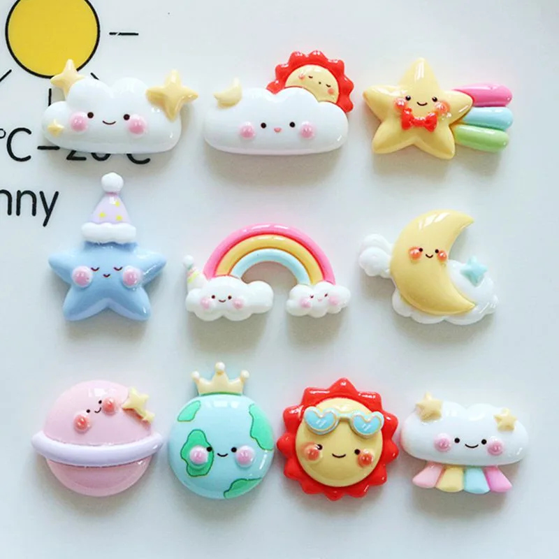 Star Flat Back - 10Pcs New Cute Cartoon Rainbow, Stars,