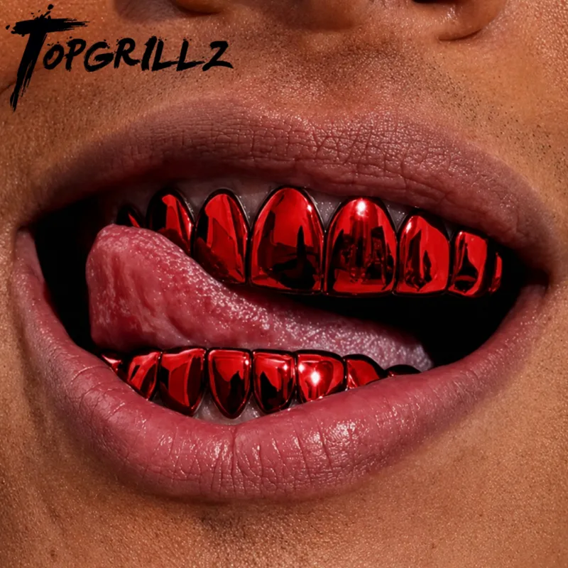 Body Jewelry Men - TOPGRILLZ Red Mirror Hip Hop Grillz