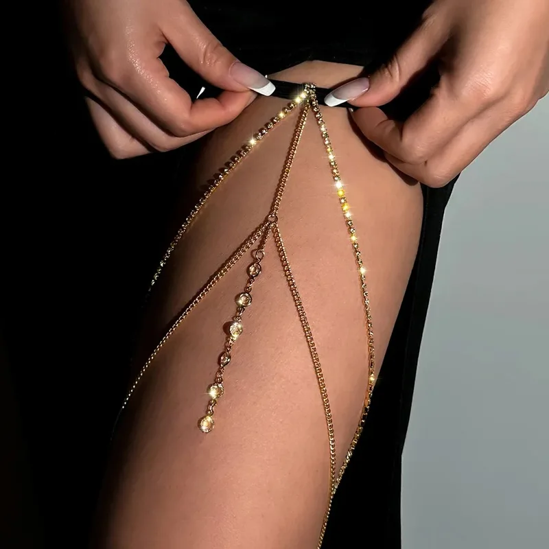 Body Jewelry Thigh Chain - Sexy Shiny Crystal Multilayer Tassel Leg