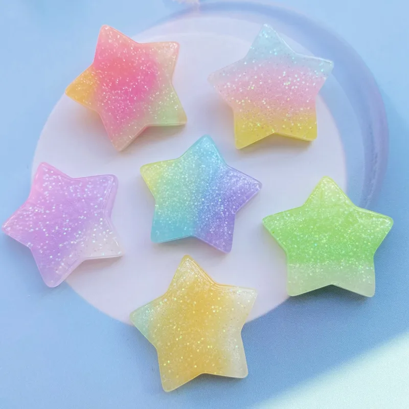 Star Flat Back - 10Pcs Kawaii Cute Mixed Colorful Stars