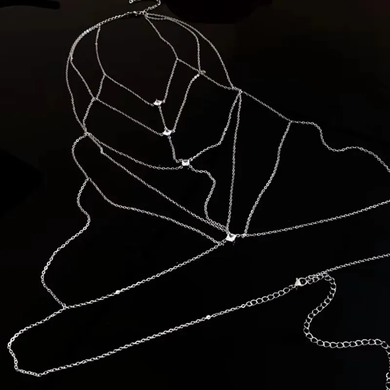Body Jewelry Harness - Body Jewelry Glitter Rhinestone Bust Chain