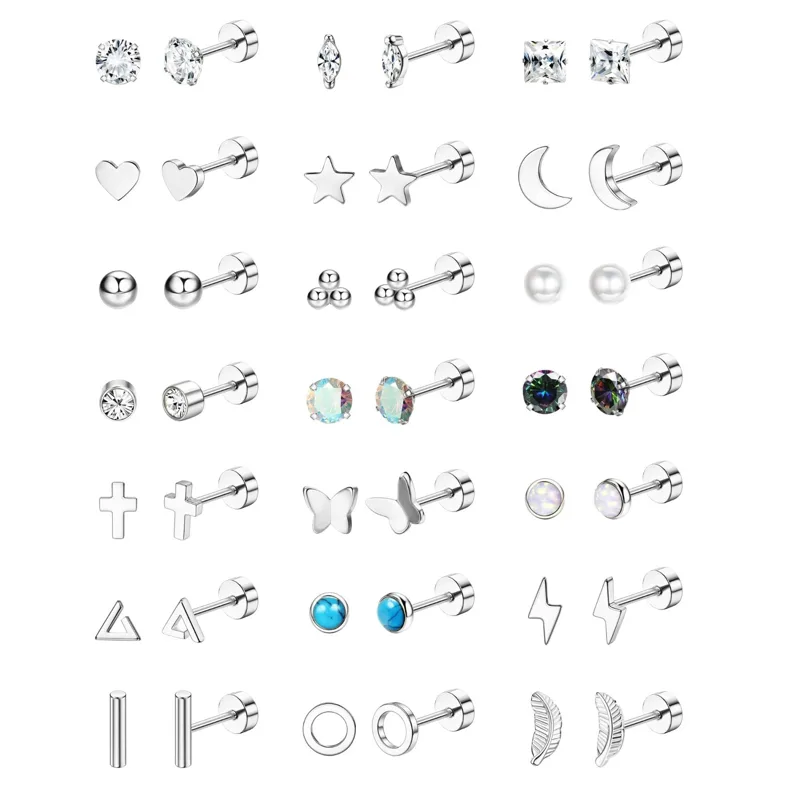Body Jewelry Hypoallergenic - Florideco 1Pair Hypoallergenic Flat Back Stud