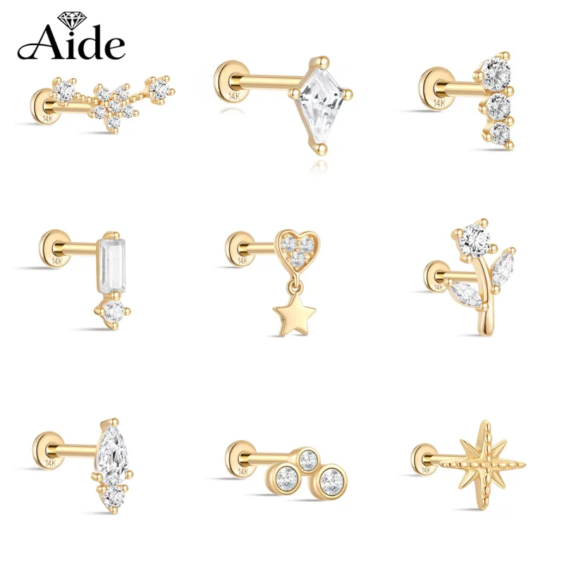Star Flat Back - AIDE 14K Solid Gold Geometric Star/Flower