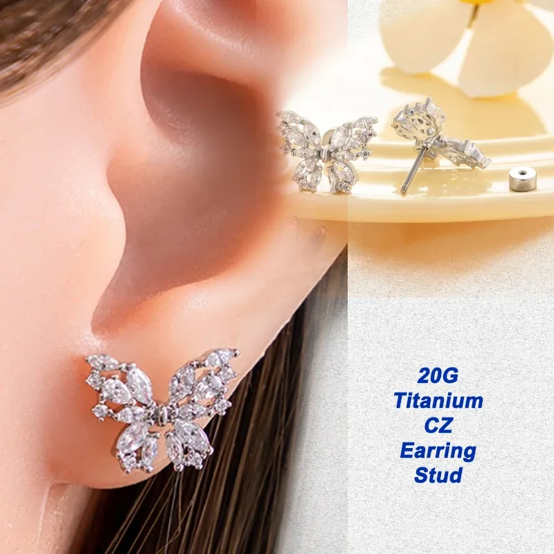 Body Jewelry Hypoallergenic - 20G Crystal CZ Earring Stud, Small