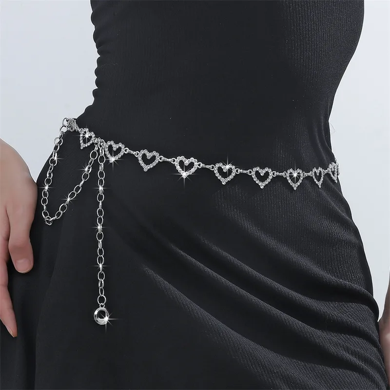 Body Jewelry Dress - Fashion Rhinestone Heart Waist Chain for