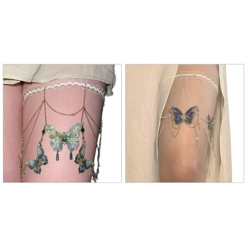 Body Jewelry Thigh Chain - E56A Butterfly Tassels Thigh Chain Lace