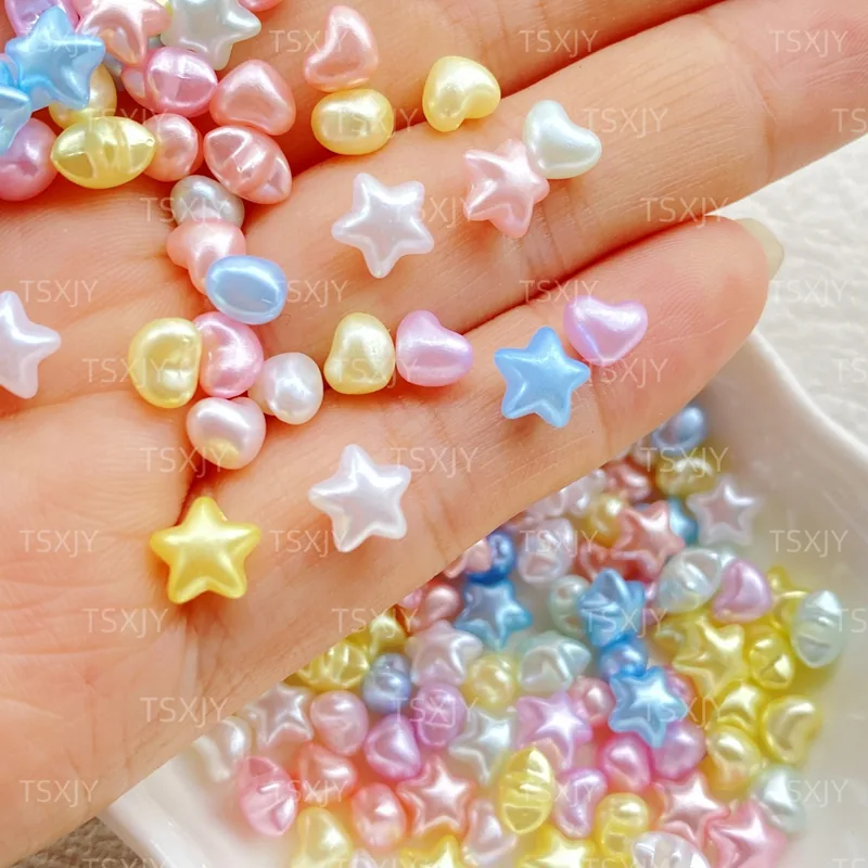 Star Flat Back - 100pcs Resin Mixed 3D Colorful Heart/Star