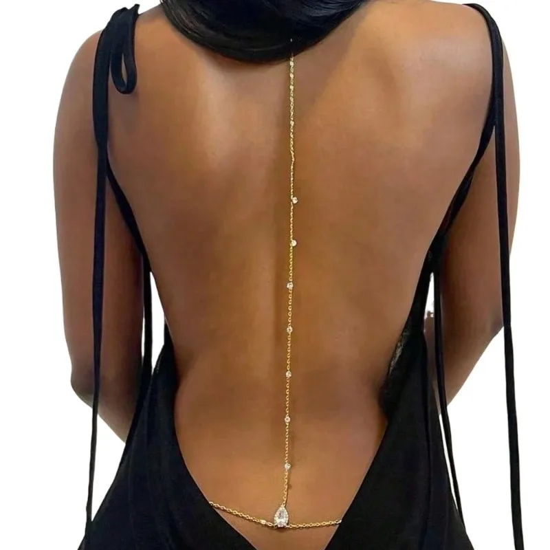 Body Jewelry Dress - Bride Backless Rhinestone Waterdrop Body Chain