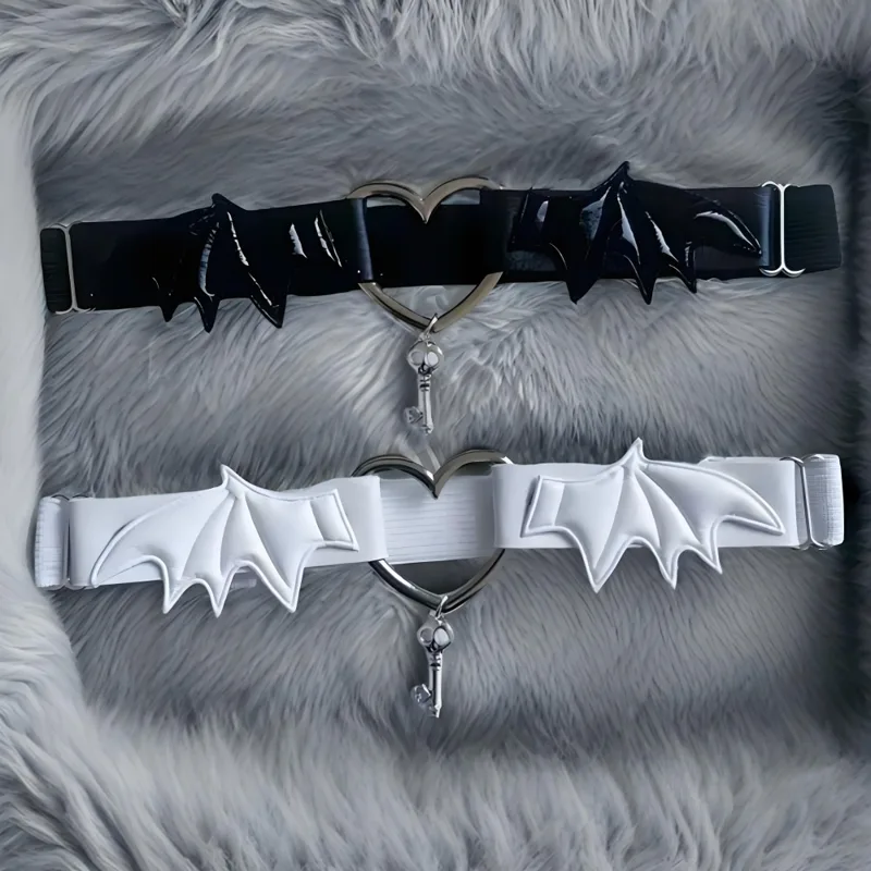 Body Jewelry Thigh Chain - Gothic Harajuku Black Heart Wing Leg