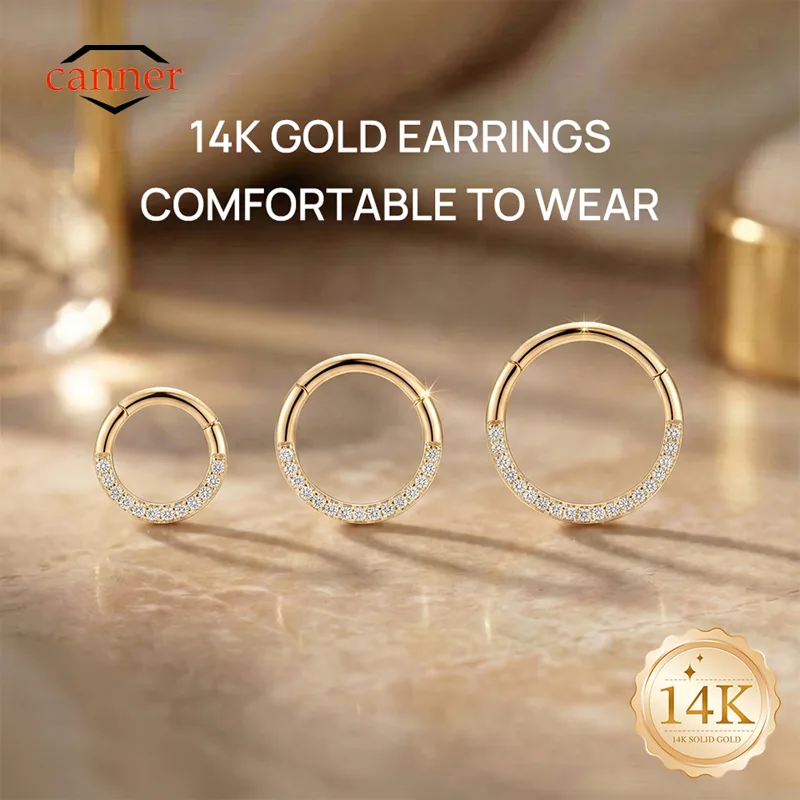 Body Jewelry Hypoallergenic - CANNER 1PC 14K Solid Gold 6/8/10mm
