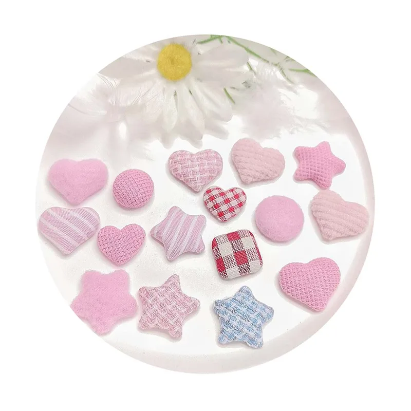 Star Flat Back - Mixed Fabric Cabochon Flat back Resin