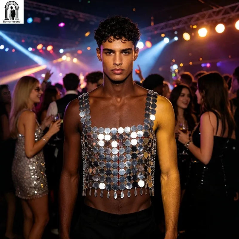 Fashion Men's Sparkly Disc Cha - Body Jewelry Vest recension och pris