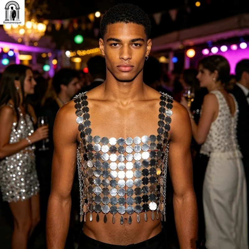 Fashion Men's Sparkly Disc Cha - Body Jewelry Vest recension och pris