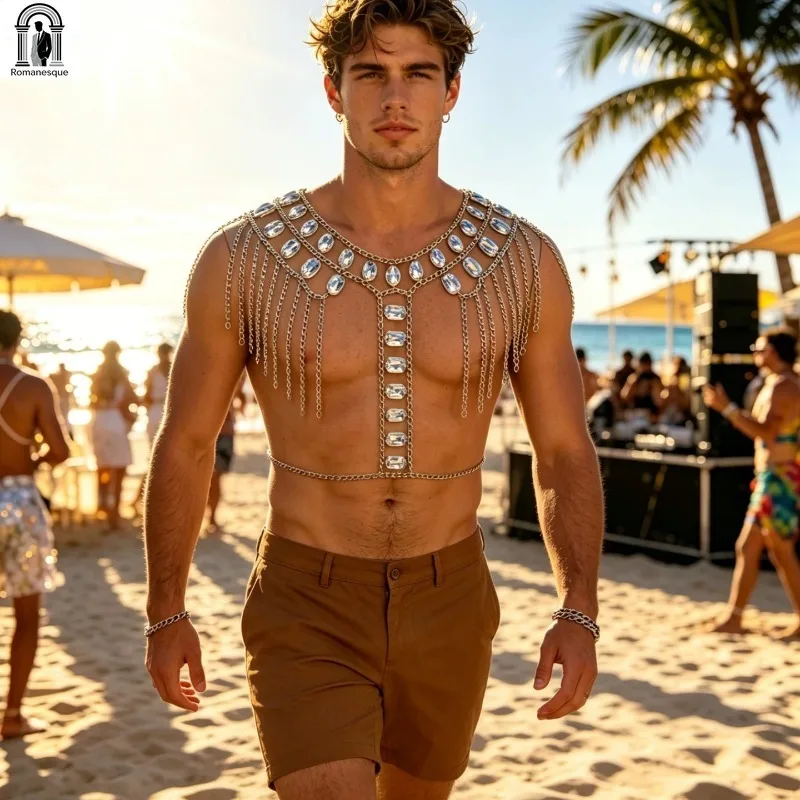 Fashion Men's Sparkly Disc Cha - Body Jewelry Vest recension och pris