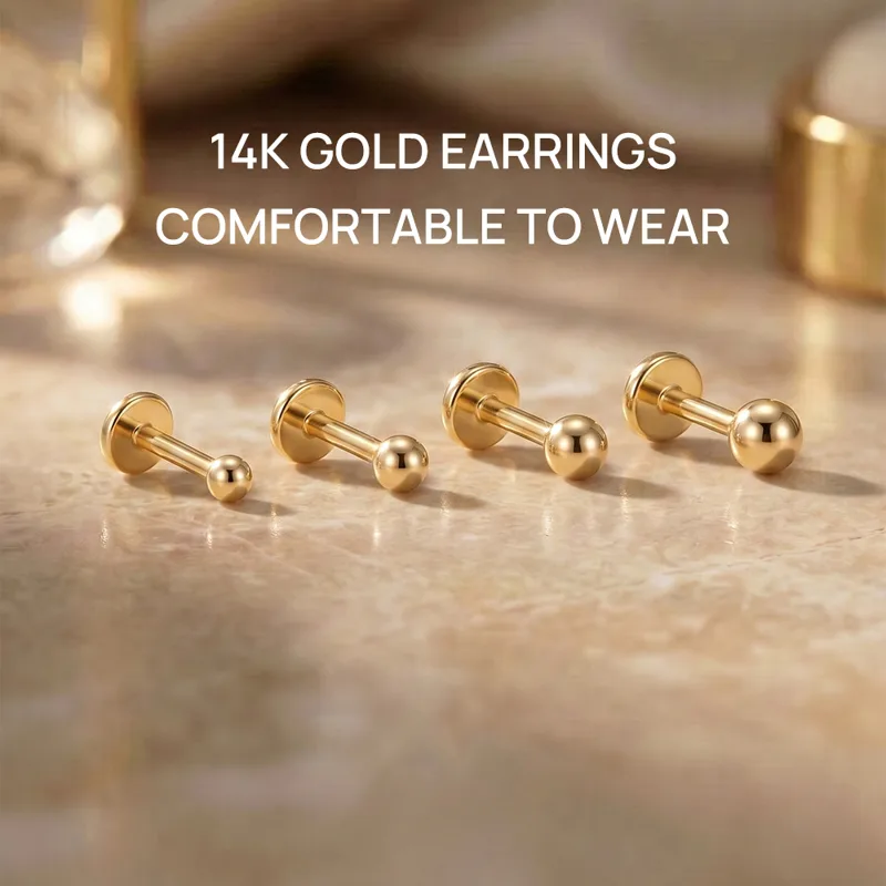 Aide 14K Solid Gold Smooth Bal - Body Jewelry Hypoallergenic recension och pris