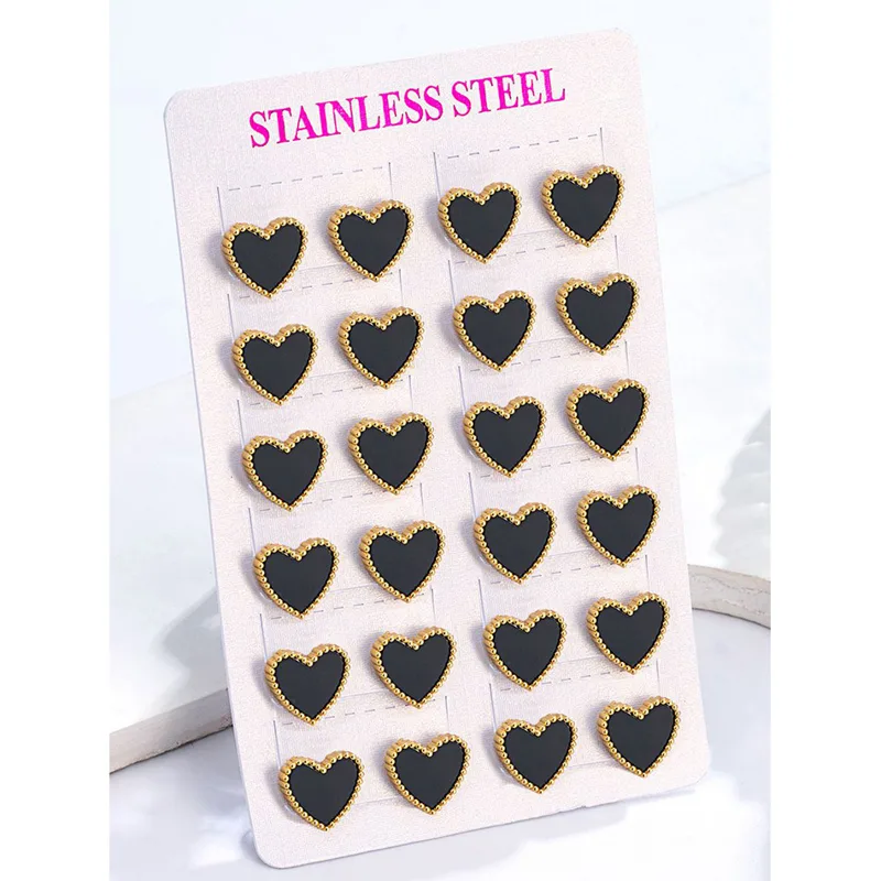 12 Pairs Lot Heart Stud Earrin - Body Jewelry Hypoallergenic recension och pris