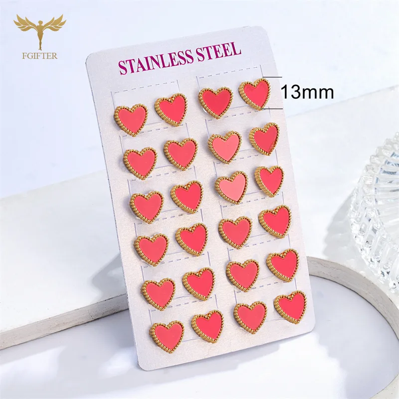 12 Pairs Lot Heart Stud Earrin - Body Jewelry Hypoallergenic recension och pris