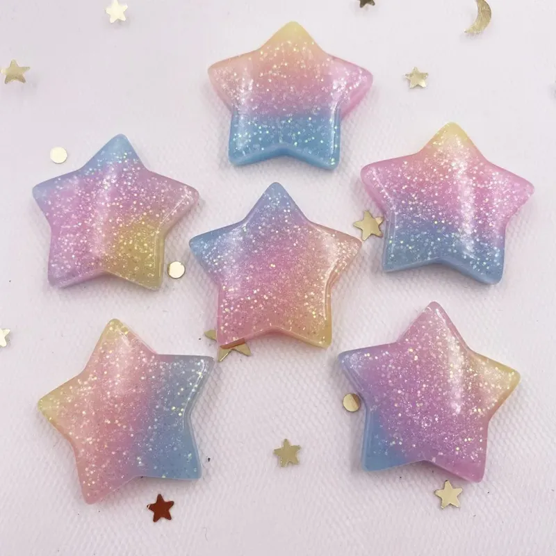 10PCS Glitter Kawaii Resin Col - Star Flat Back recension och pris