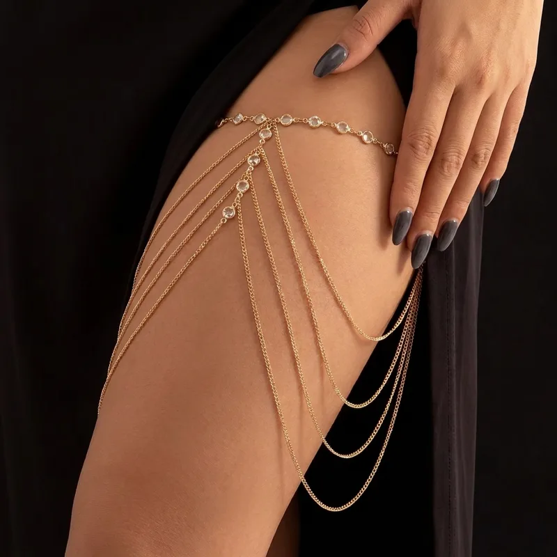 Sexy Crystal Bead Multilayer L - Body Jewelry Thigh Chain recension och pris