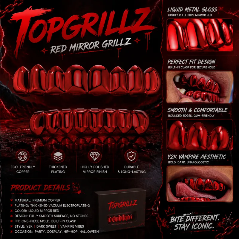 TOPGRILLZ Red Mirror Hip Hop G - Body Jewelry Men recension och pris