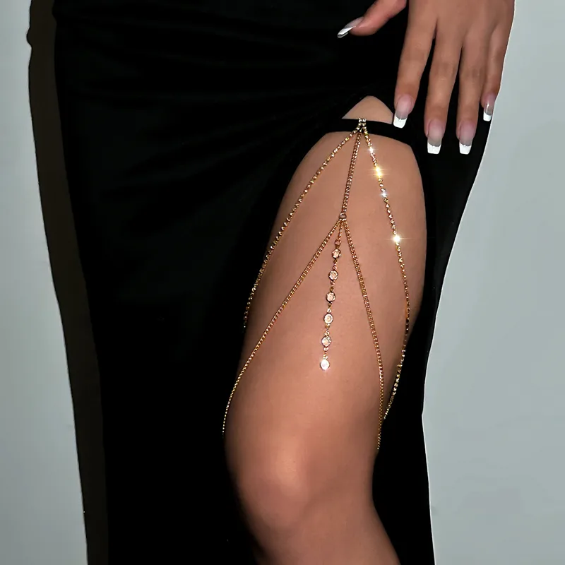 Sexy Shiny Crystal Multilayer  - Body Jewelry Thigh Chain recension och pris