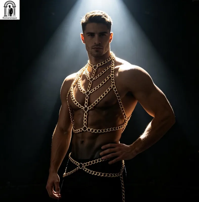 Men's Silver Thick Chain Body  - Body Jewelry Vest recension och pris