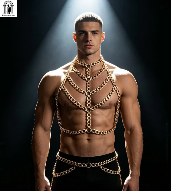 Men's Silver Thick Chain Body  - Body Jewelry Vest recension och pris
