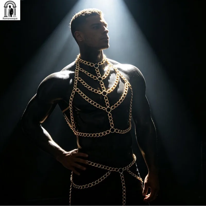 Men's Silver Thick Chain Body  - Body Jewelry Vest recension och pris