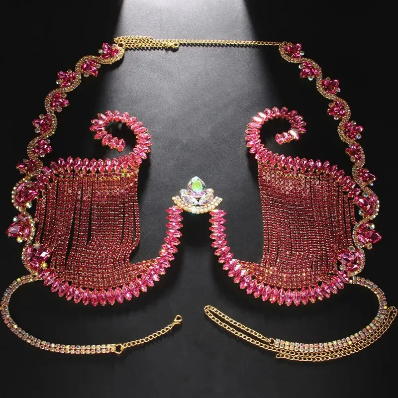 Rave Pink Crystal Chest Bracke - Body Jewelry Dress recension och pris