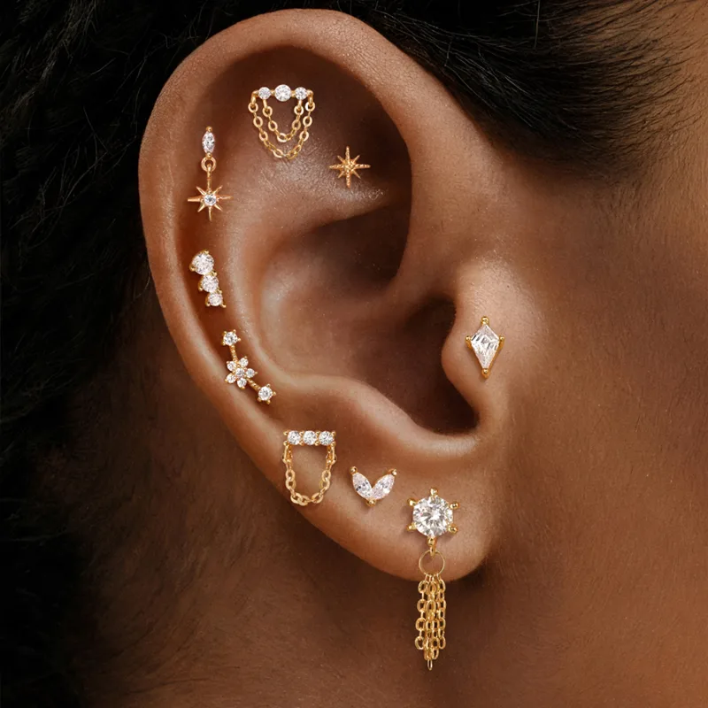 AIDE 14K Solid Gold Geometric  - Star Flat Back recension och pris