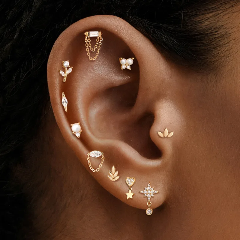 AIDE 14K Solid Gold Geometric  - Star Flat Back recension och pris
