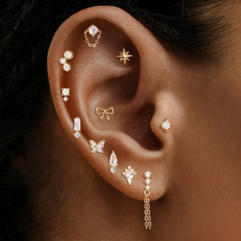 AIDE 14K Solid Gold Geometric  - Star Flat Back recension och pris