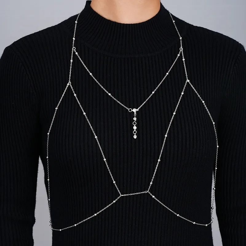 Vintage Silver Color Beaded Cr - Body Jewelry Harness recension och pris