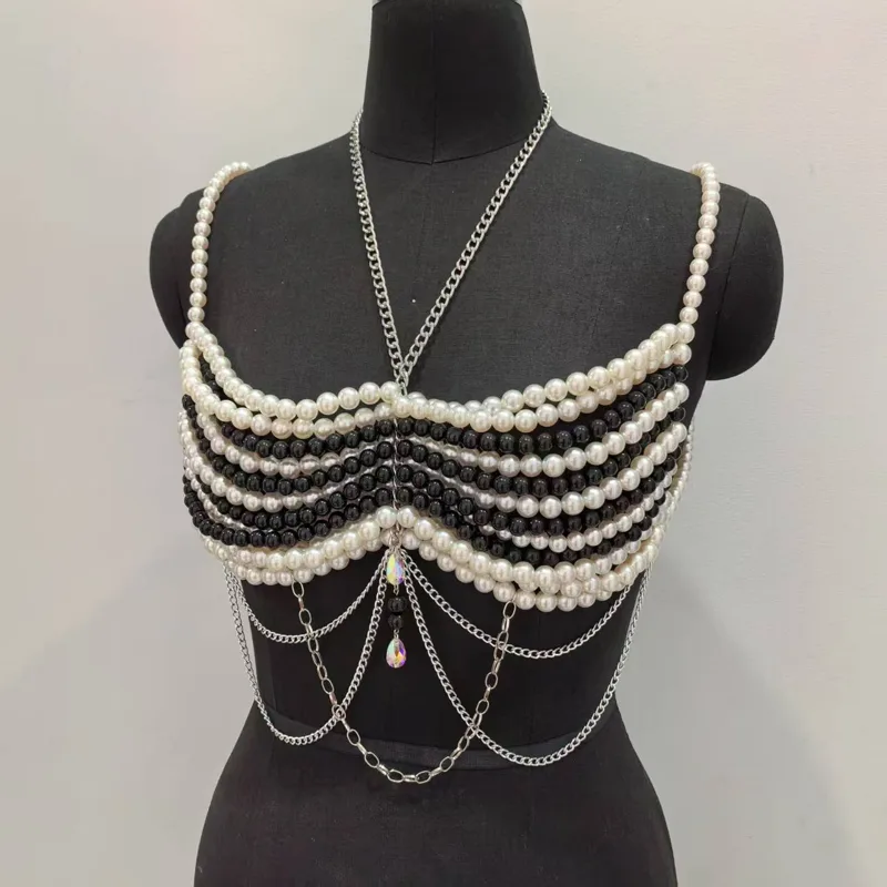 Black White Woven Plastic Pear - Body Jewelry Vest recension och pris