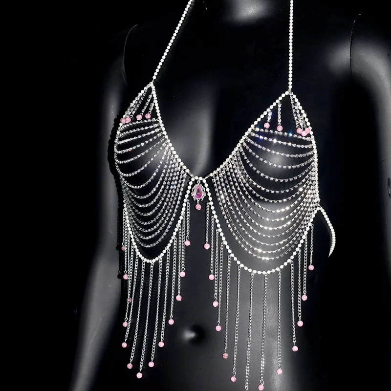 Stylish Rhinestone Bra Jewelry - Body Jewelry Dress recension och pris