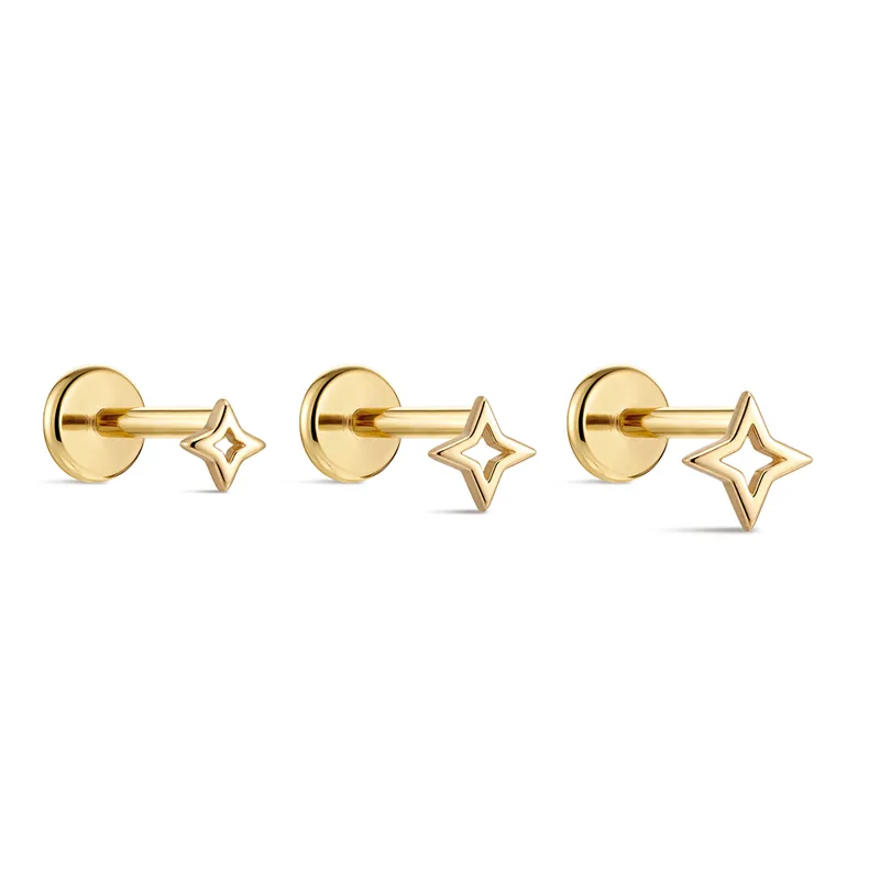 ROXI 1PC 5/6/8mm 14K Solid Gol - Body Jewelry Hypoallergenic recension och pris